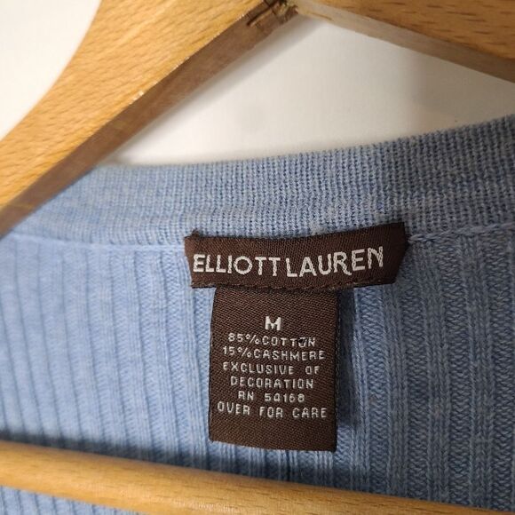 Elliott Lauren Blue Cotton‎ Cashmere Blend Cardigan sz M - Picture 2 of 5